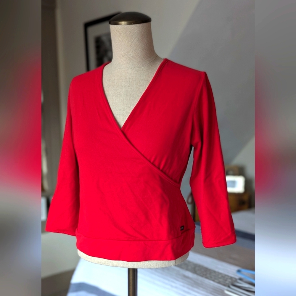 Red Faux Wrap Crop Top